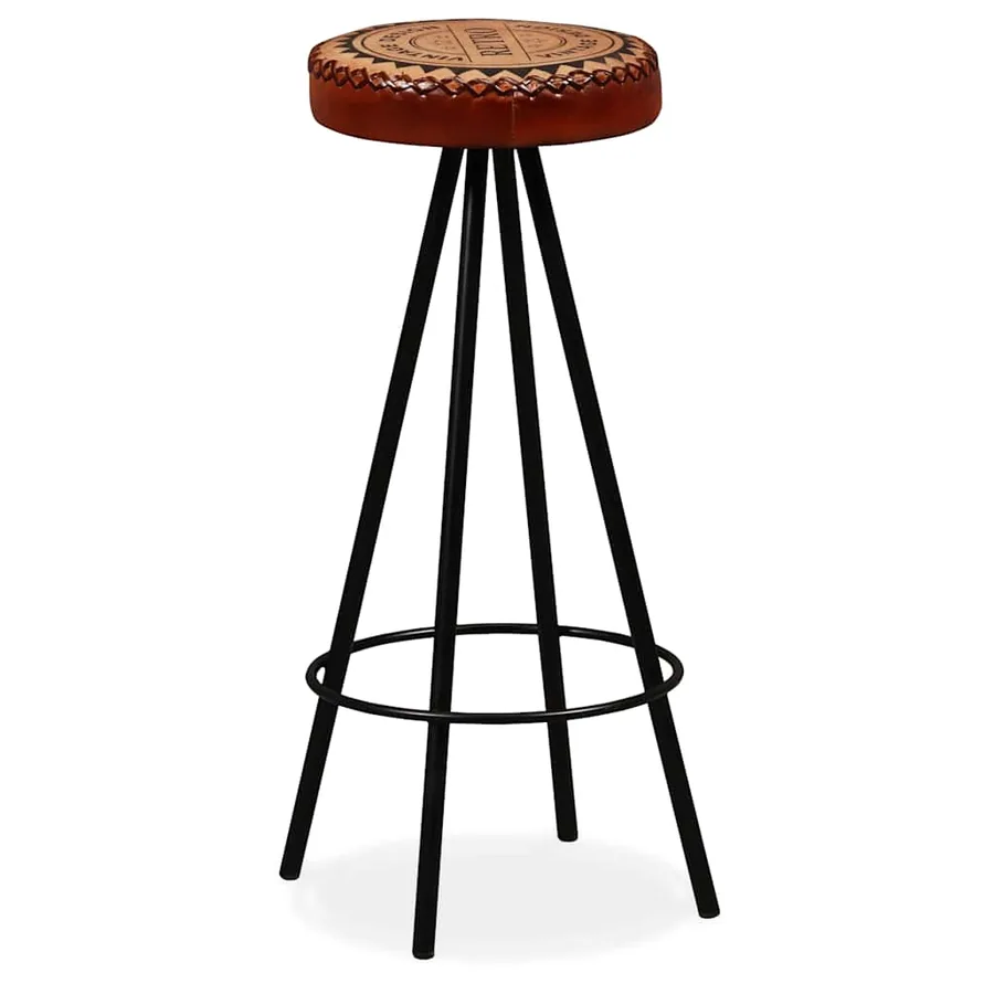 Ensemble de bar 3 pcs Bois d'acacia Cuir véritable et toile - 14