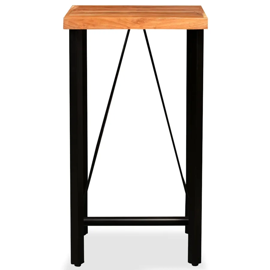 Ensemble de bar 3 pcs Bois d'acacia Cuir véritable et toile - 3