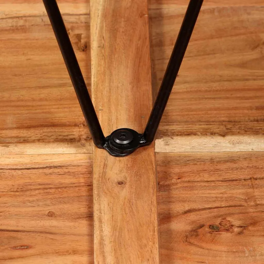 Ensemble de bar 3 pcs Bois d'acacia Cuir véritable et toile - 5