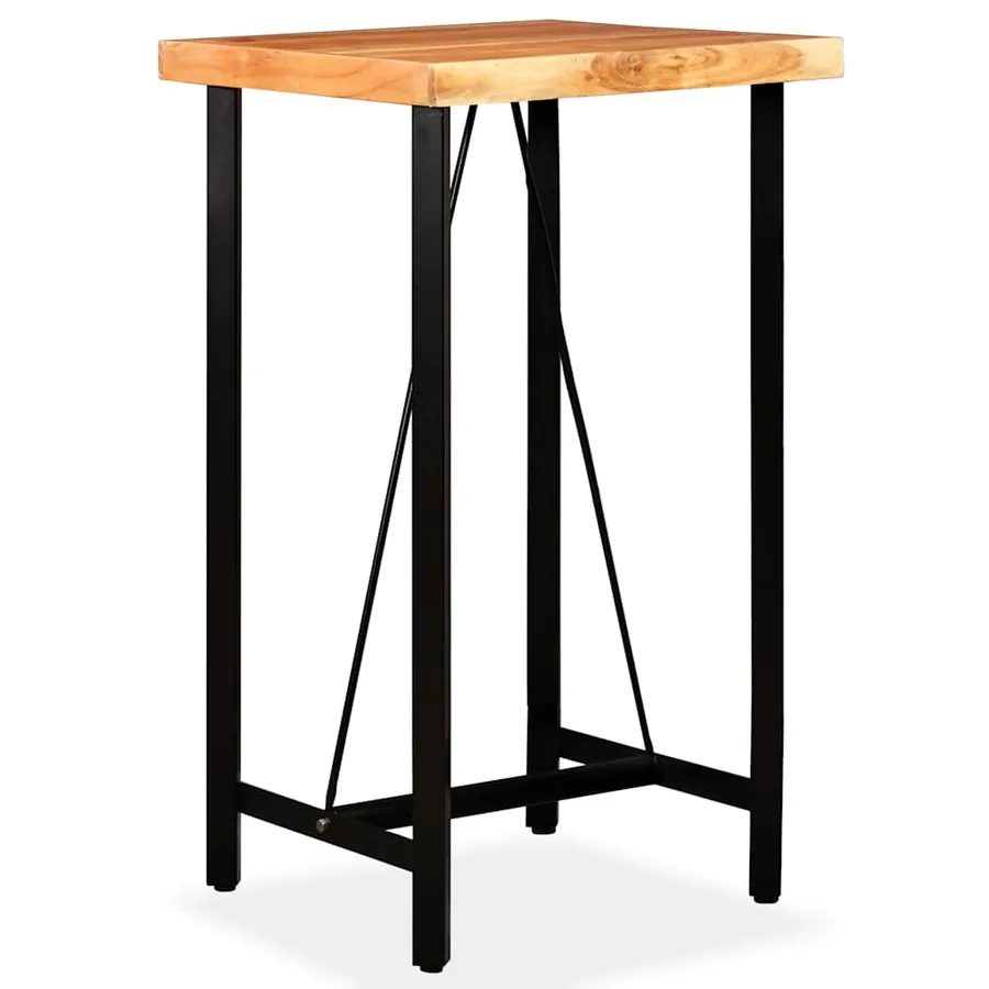 Ensemble de bar 3 pcs Bois d'acacia Cuir véritable et toile - 7