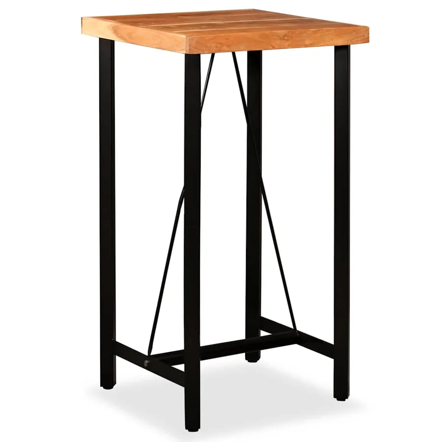 Ensemble de bar 3 pcs Bois d'acacia Cuir véritable et toile - 8