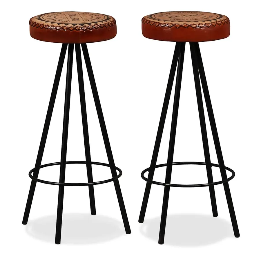 Ensemble de bar 3 pcs Bois d'acacia Cuir véritable et toile - 9