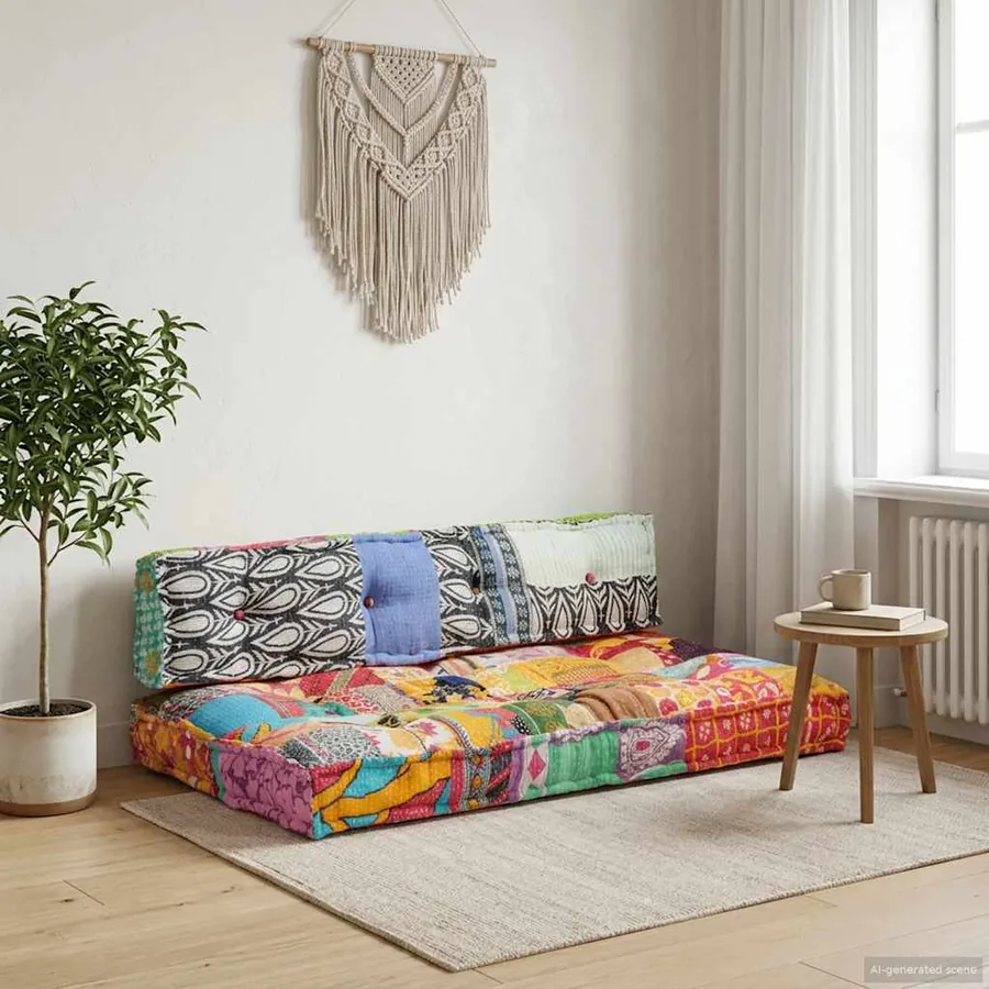 Coussin de canapé palette Multicolore Tissu Patchwork
