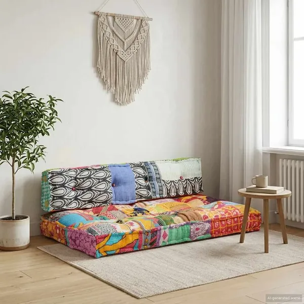 Coussin de canapé palette Multicolore Tissu Patchwork