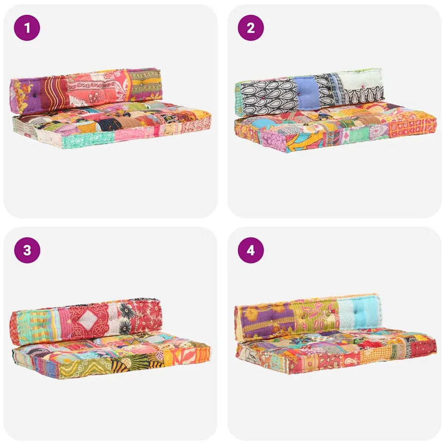 Coussin de canapé palette Multicolore Tissu Patchwork - 7
