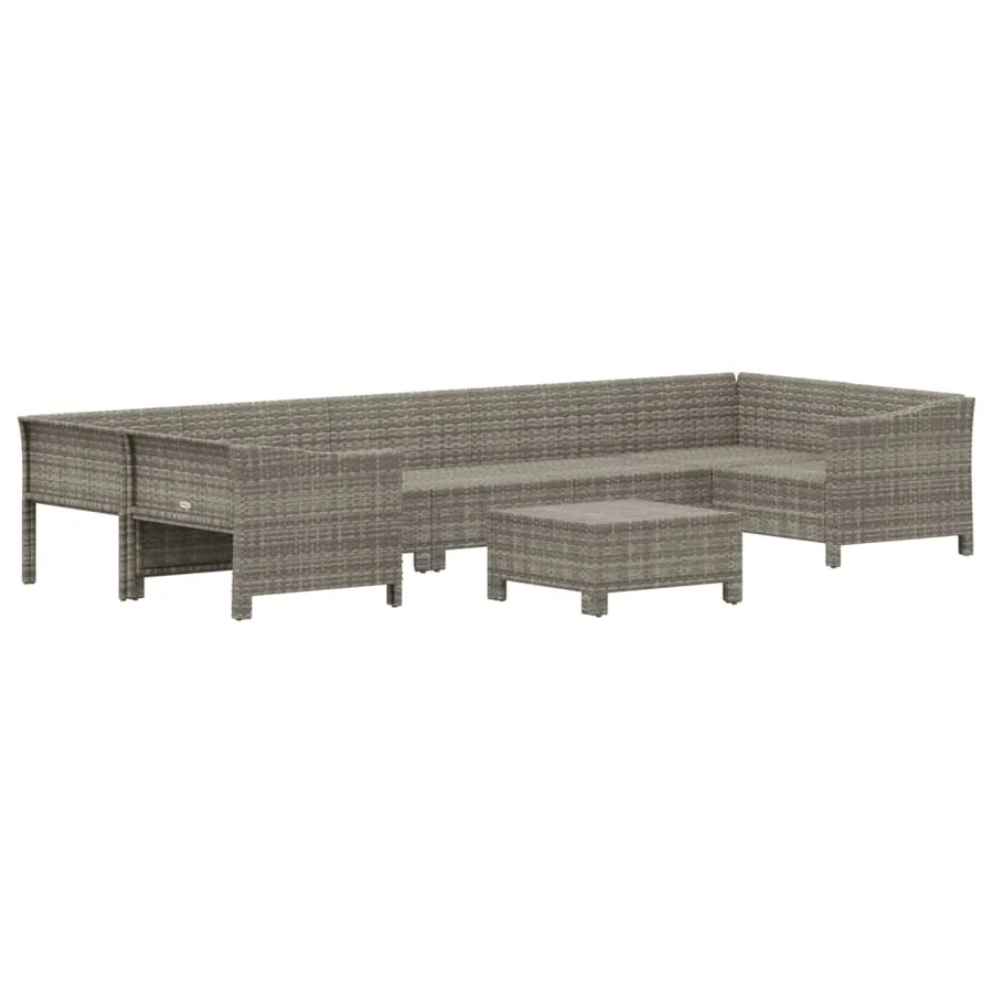 Salon de jardin 8 pcs avec coussins Gris Résine tressée - 4