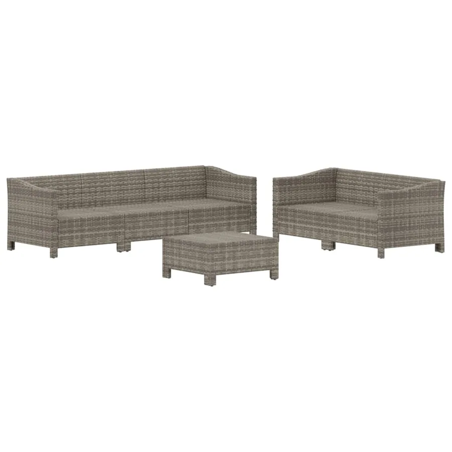 Salon de jardin 6 pcs avec coussins Gris Résine tressée - 4