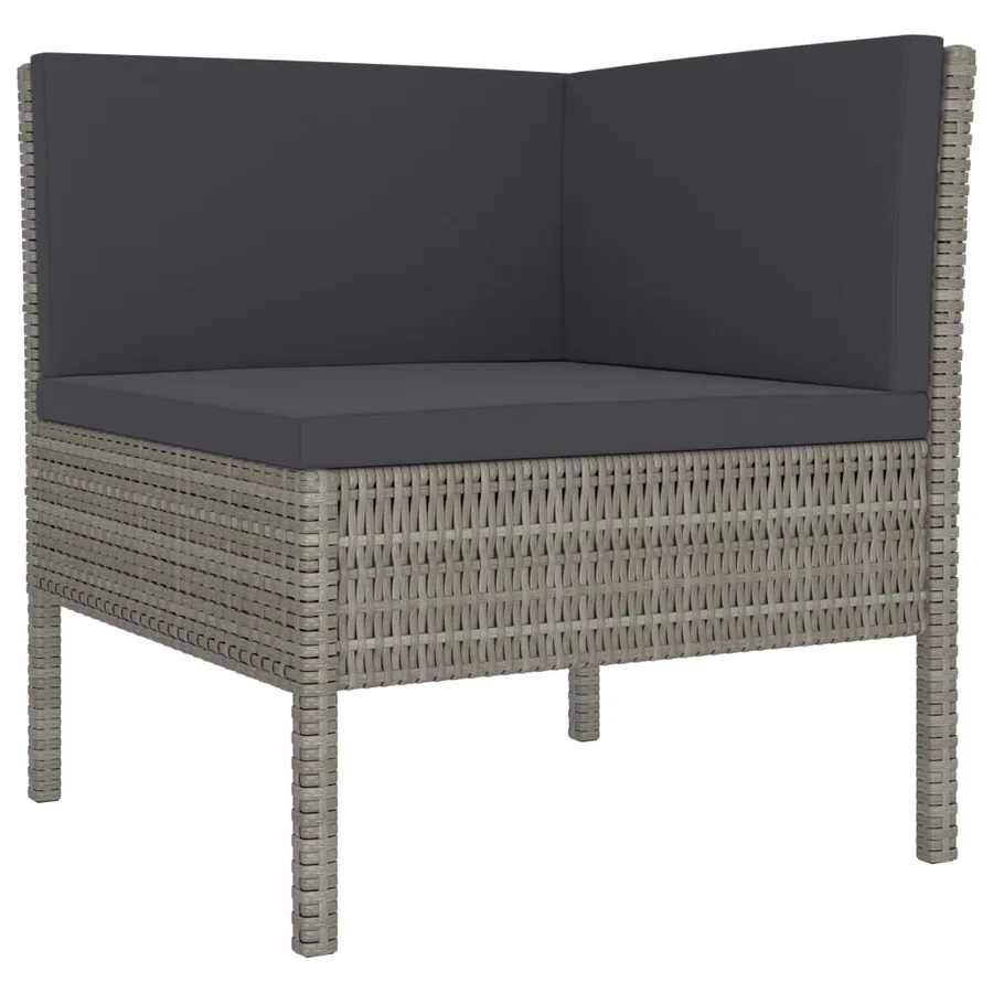 Salon de jardin 3 pcs avec coussins Résine tressée Gris - 3