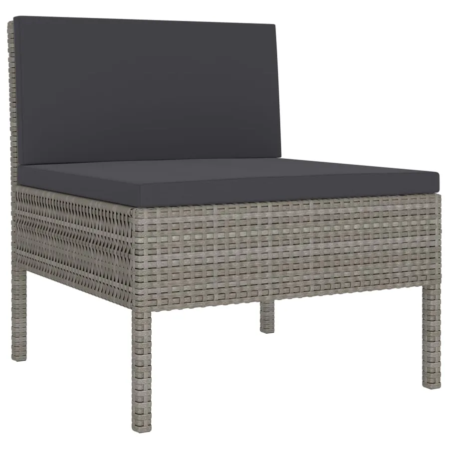Salon de jardin 3 pcs avec coussins Résine tressée Gris - 4