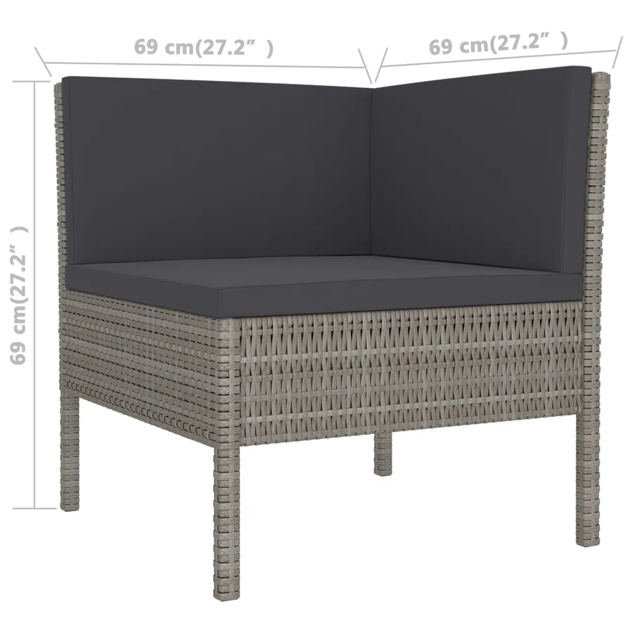Salon de jardin 3 pcs avec coussins Résine tressée Gris - 6