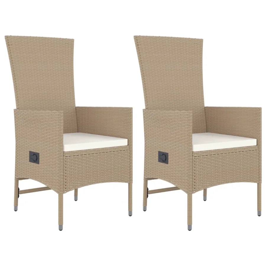 Ensemble à manger de jardin et coussins 3 pcs Beige poly rotin - 4