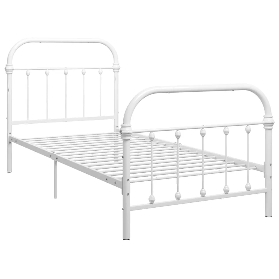 Cadre de lit sans matelas blanc métal 90x200 cm - 2