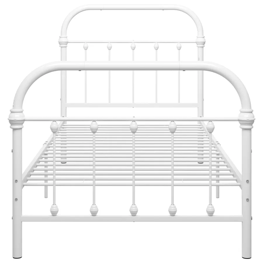 Cadre de lit sans matelas blanc métal 90x200 cm - 3