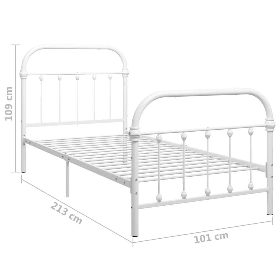 Cadre de lit sans matelas blanc métal 90x200 cm - 6