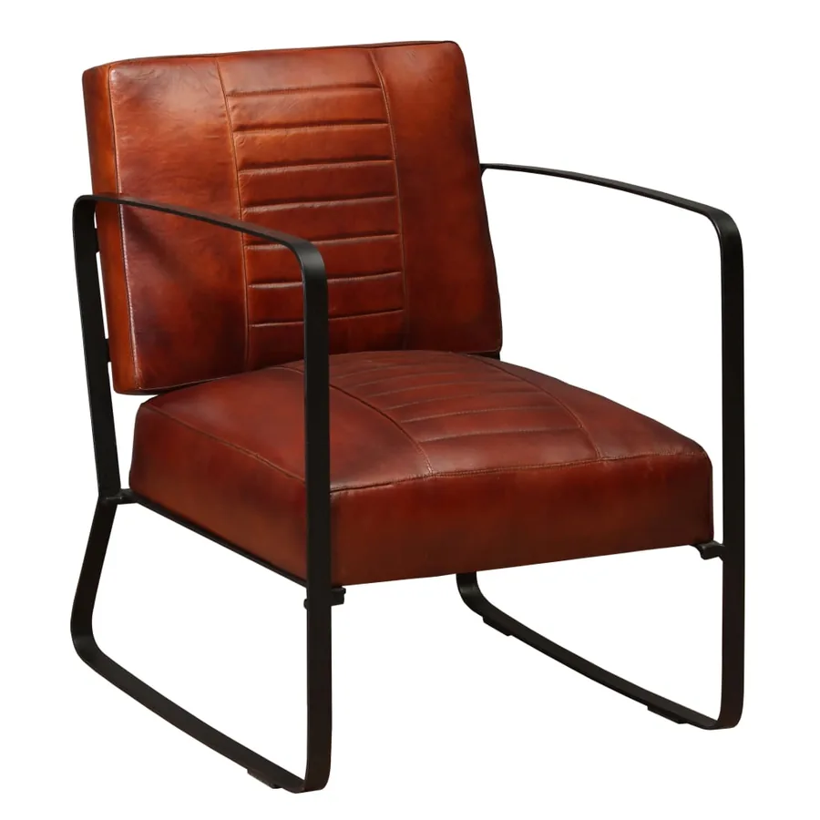 Fauteuil marron cuir véritable