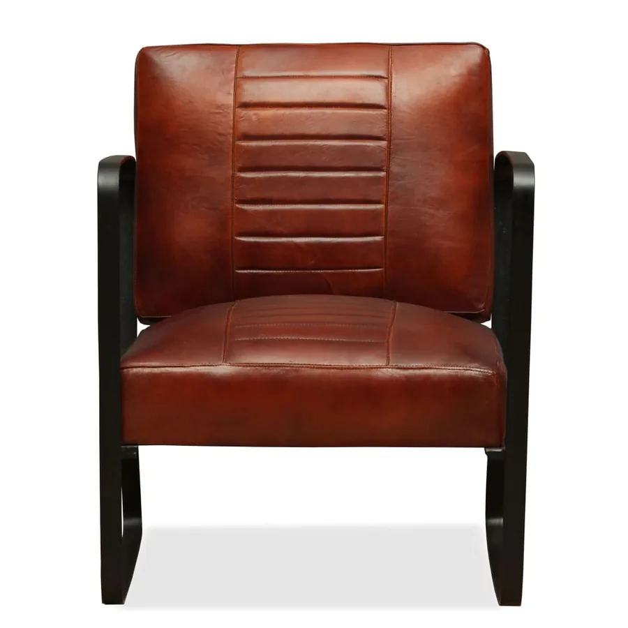 Fauteuil marron cuir véritable - 2