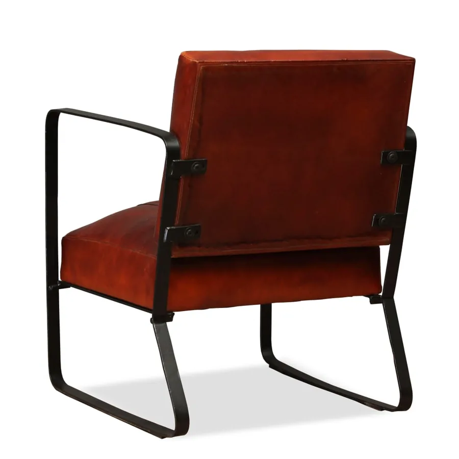 Fauteuil marron cuir véritable - 3