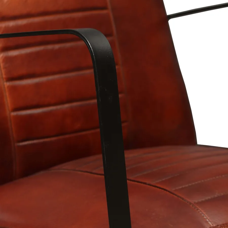 Fauteuil marron cuir véritable - 5