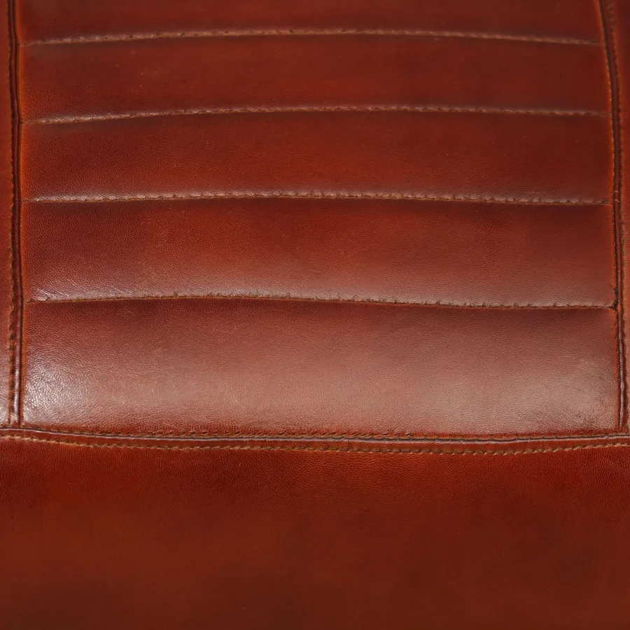 Fauteuil marron cuir véritable - 6