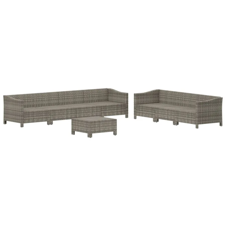 Salon de jardin 8 pcs avec coussins Gris Résine tressée - 4
