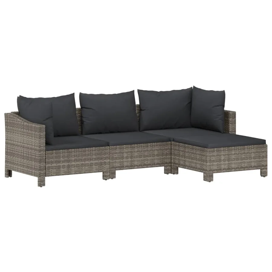 Salon de jardin 8 pcs avec coussins Gris Résine tressée - 5