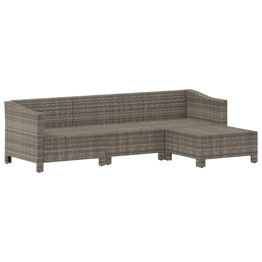 Salon de jardin 4 pcs avec coussins Gris Résine tressée - 3