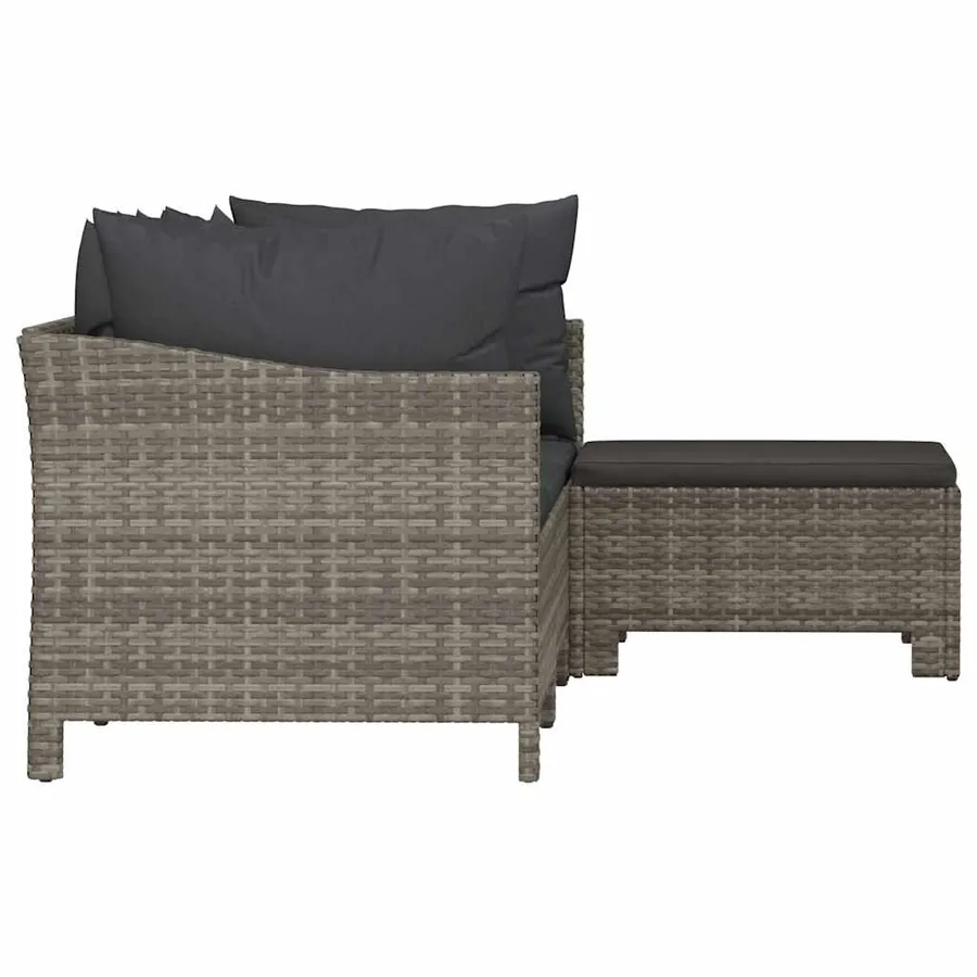 Salon de jardin 4 pcs avec coussins Gris Résine tressée - 5