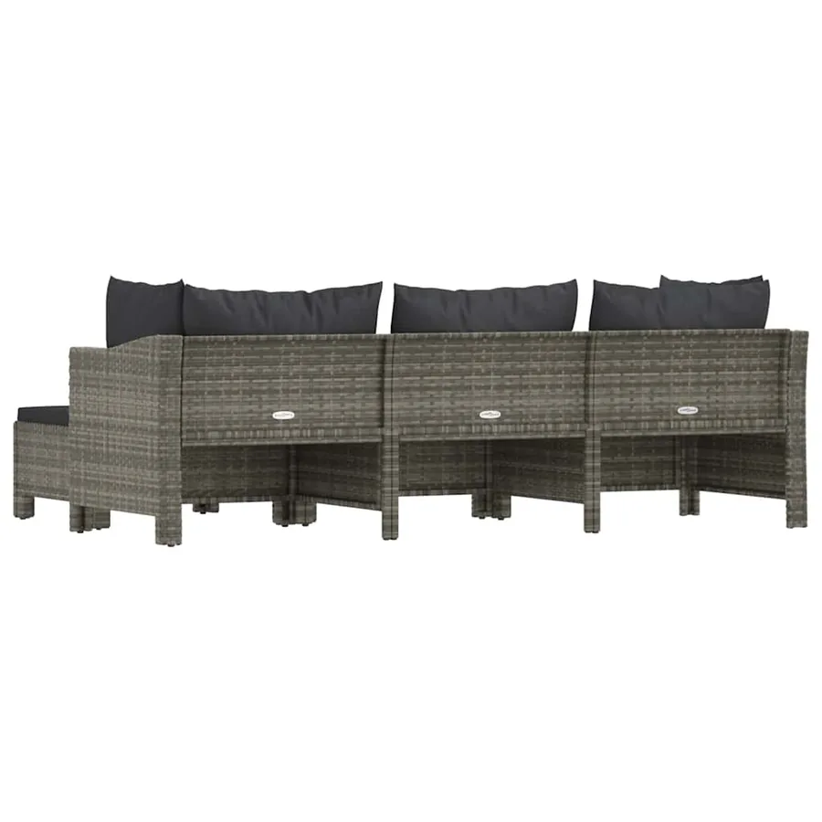 Salon de jardin 4 pcs avec coussins Gris Résine tressée - 6