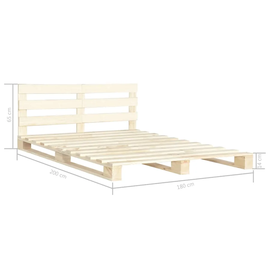 Cadre de lit de palette sans matelas bois massif pin 180x200 cm - 7