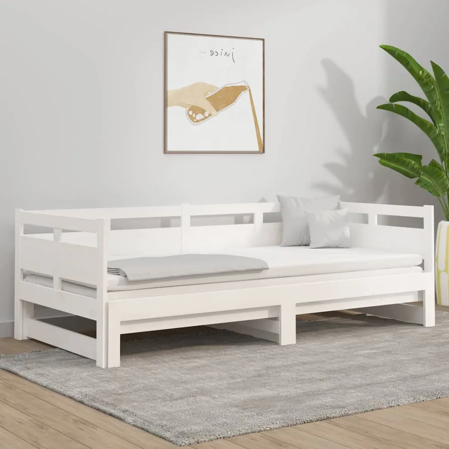 Lit coulissant sans matelas blanc 2x(90x190) cm