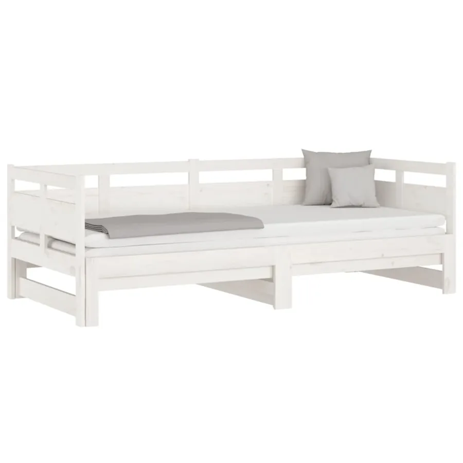 Lit coulissant sans matelas blanc 2x(90x190) cm - 3