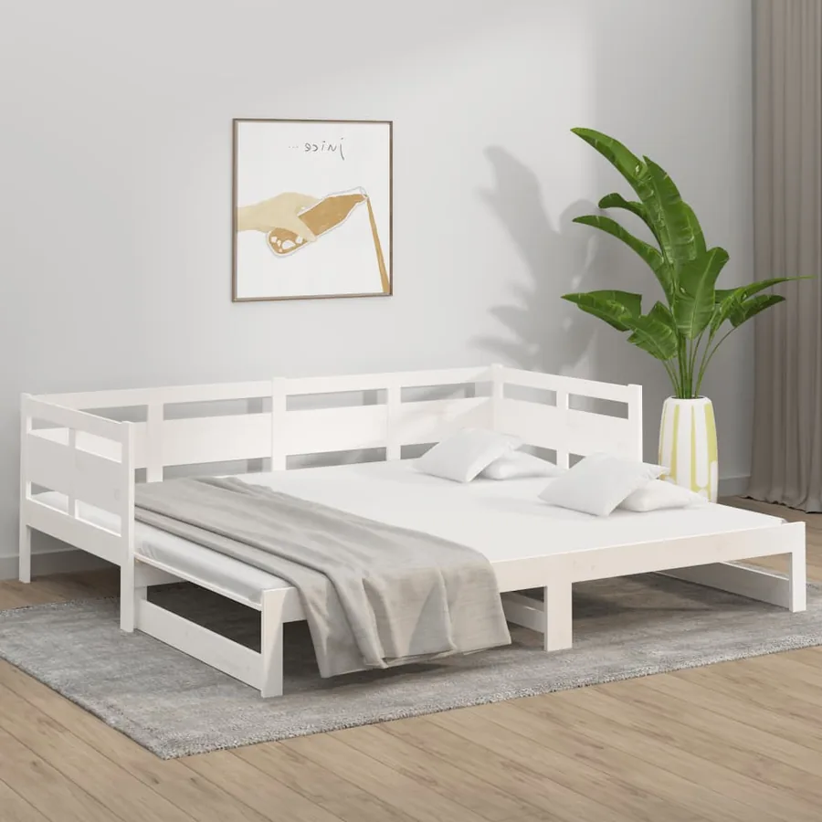 Lit coulissant sans matelas blanc 2x(90x190) cm - 4
