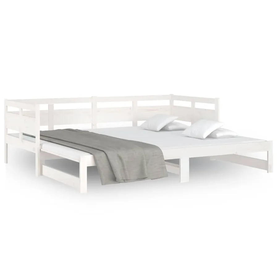 Lit coulissant sans matelas blanc 2x(90x190) cm - 5