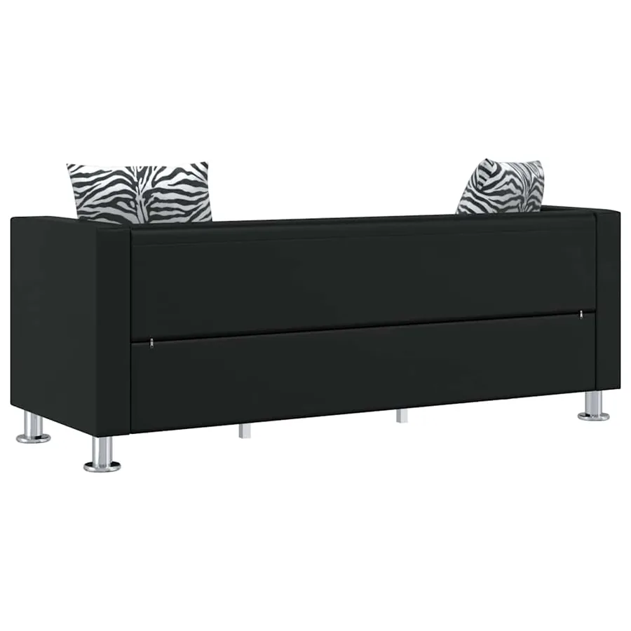 Jeu de canapé à 2 places et à 3 places et fauteuil Noir - 12