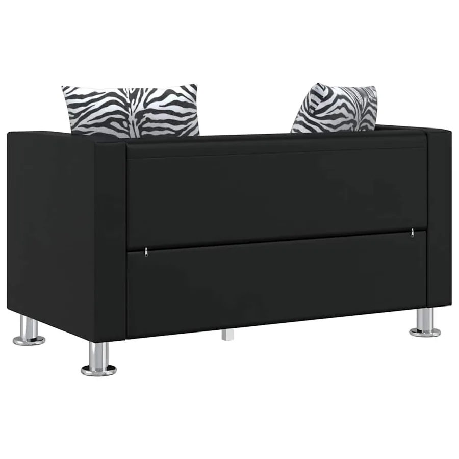 Jeu de canapé à 2 places et à 3 places et fauteuil Noir - 13