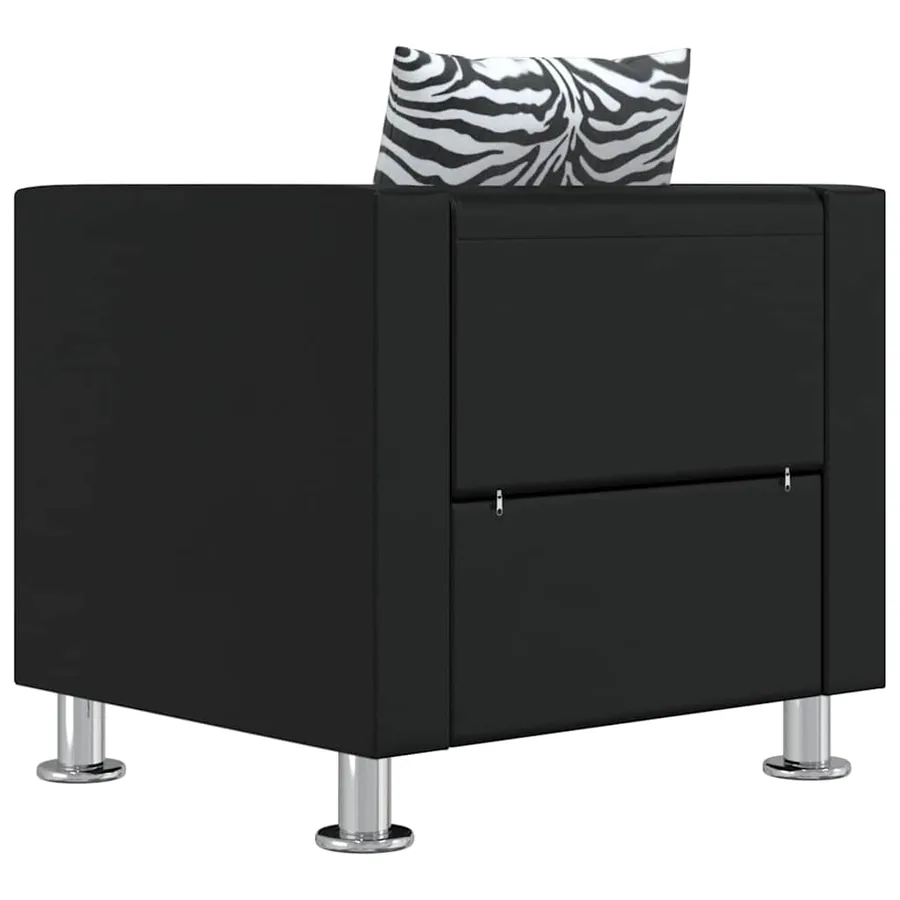 Jeu de canapé à 2 places et à 3 places et fauteuil Noir - 14