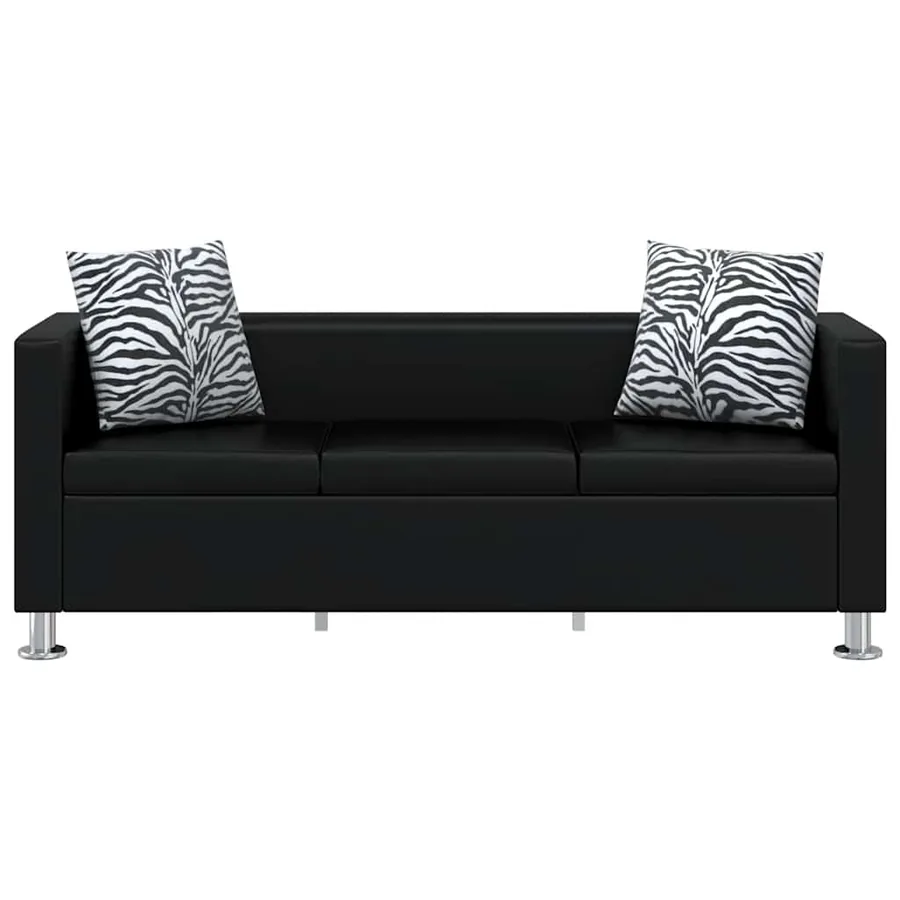 Jeu de canapé à 2 places et à 3 places et fauteuil Noir - 3