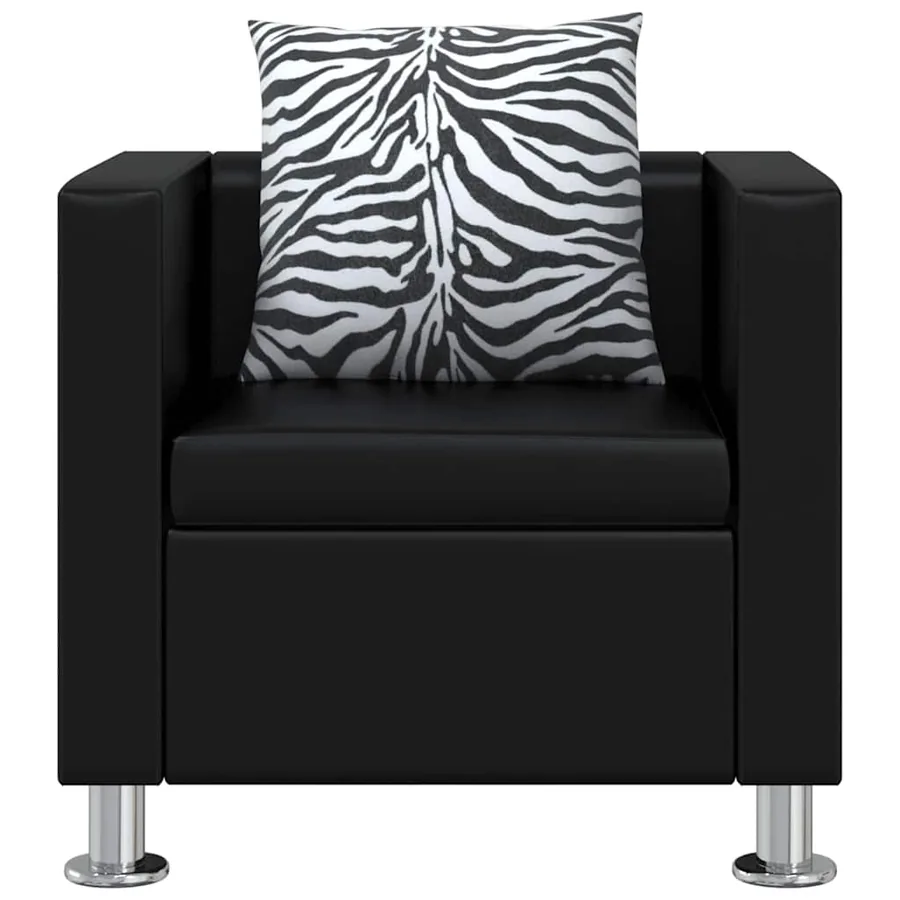 Jeu de canapé à 2 places et à 3 places et fauteuil Noir - 5