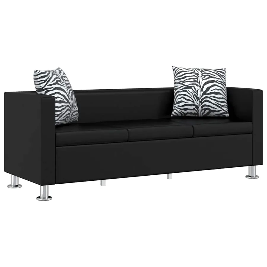 Jeu de canapé à 2 places et à 3 places et fauteuil Noir - 6