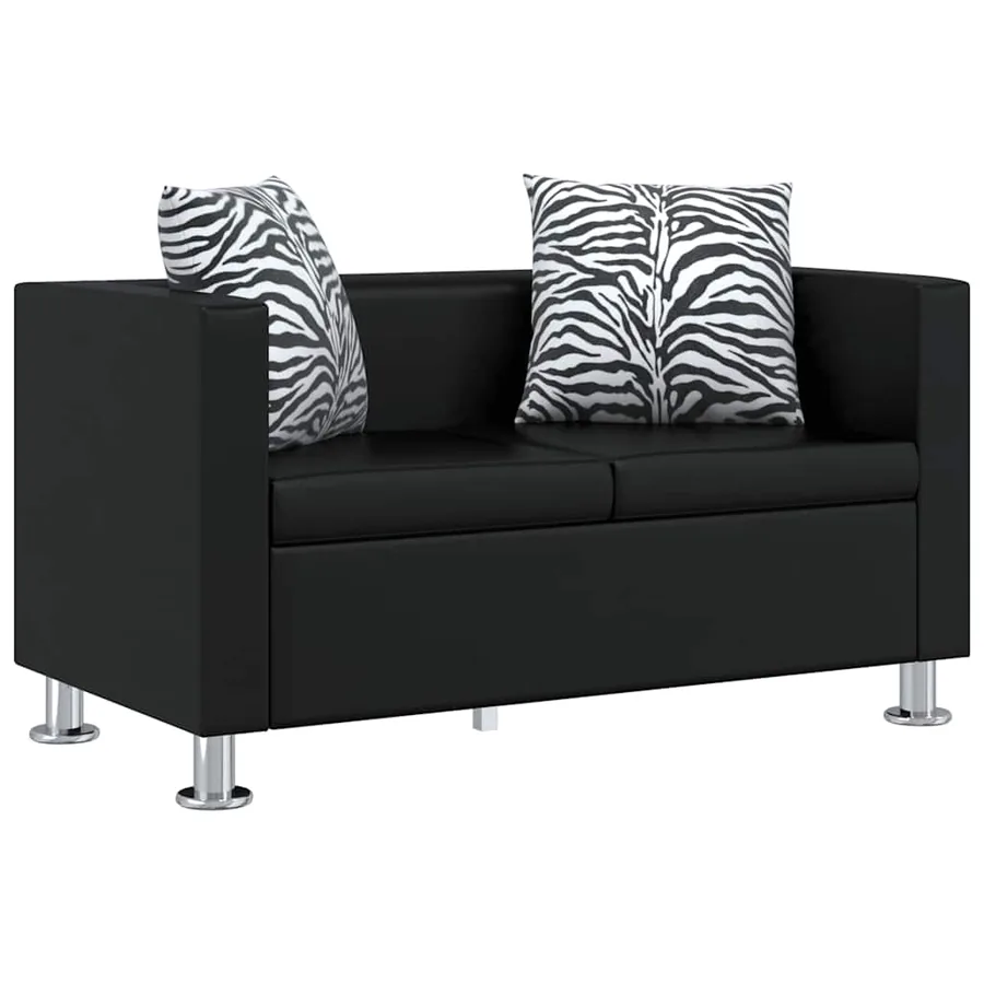 Jeu de canapé à 2 places et à 3 places et fauteuil Noir - 7