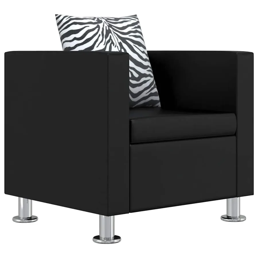 Jeu de canapé à 2 places et à 3 places et fauteuil Noir - 8