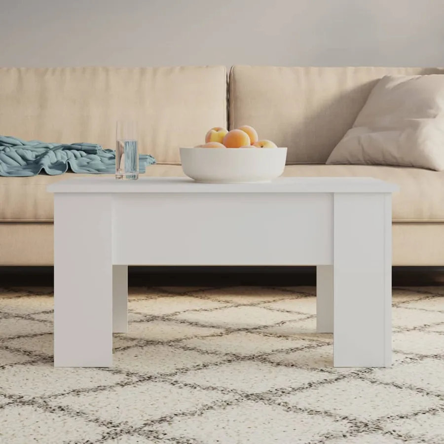 Table basse Blanc 79x49x41 cm Bois d'ingénierie