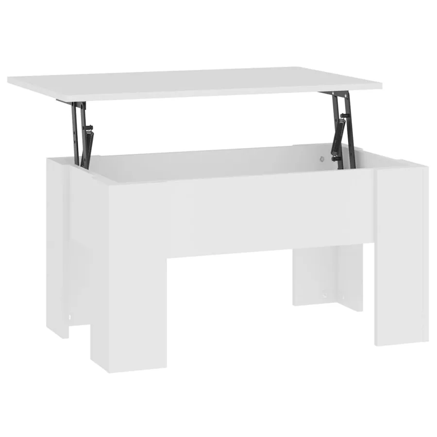 Table basse Blanc 79x49x41 cm Bois d'ingénierie - 5