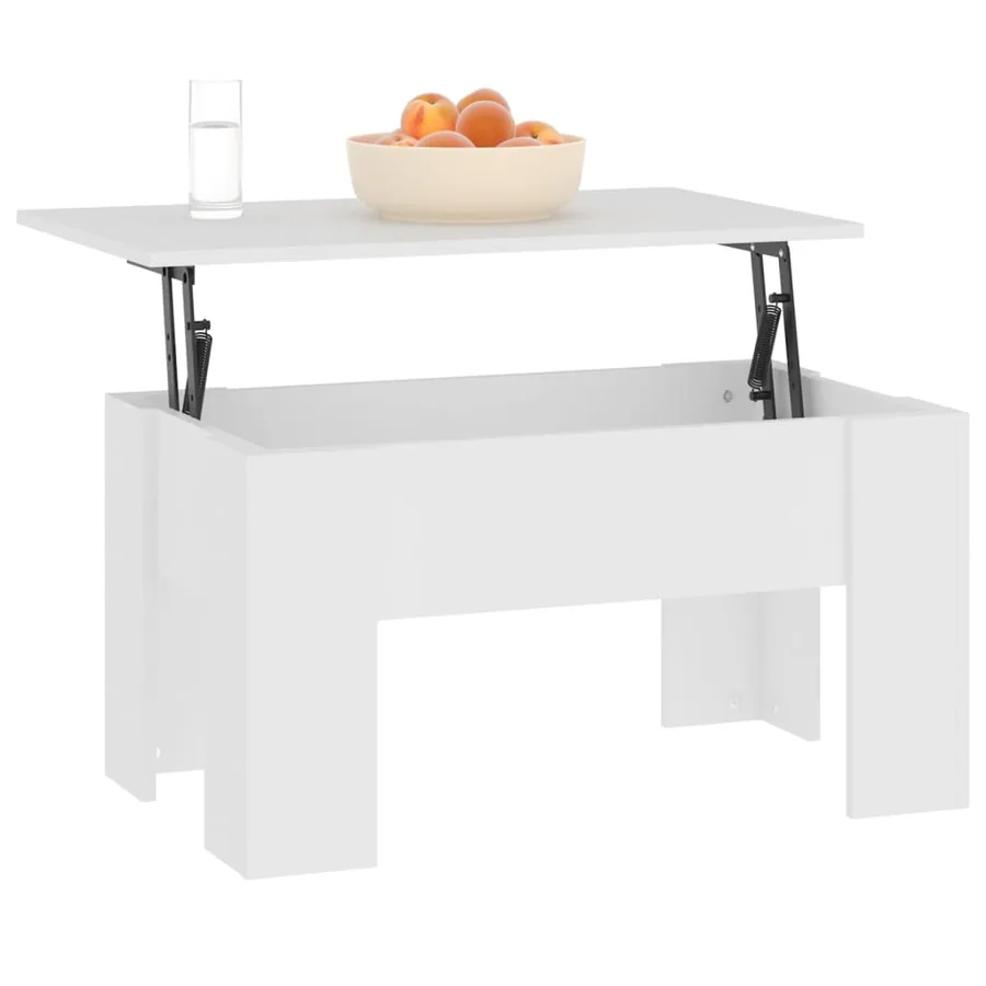 Table basse Blanc 79x49x41 cm Bois d'ingénierie - 6