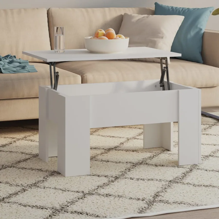 Table basse Blanc 79x49x41 cm Bois d'ingénierie - 7