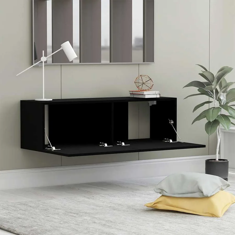 Meuble TV Noir 100x30x30 cm Bois d’ingénierie - 3