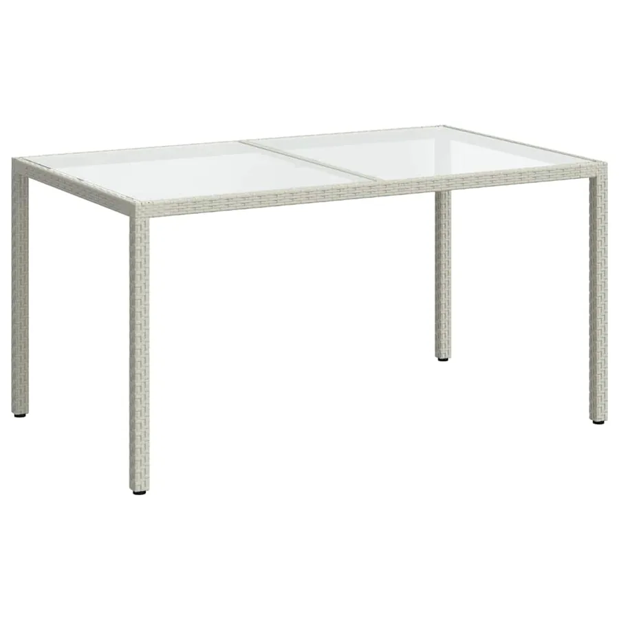 Table de jardin 150x90x75 cm Verre trempé/résine tressée Blanc - 2
