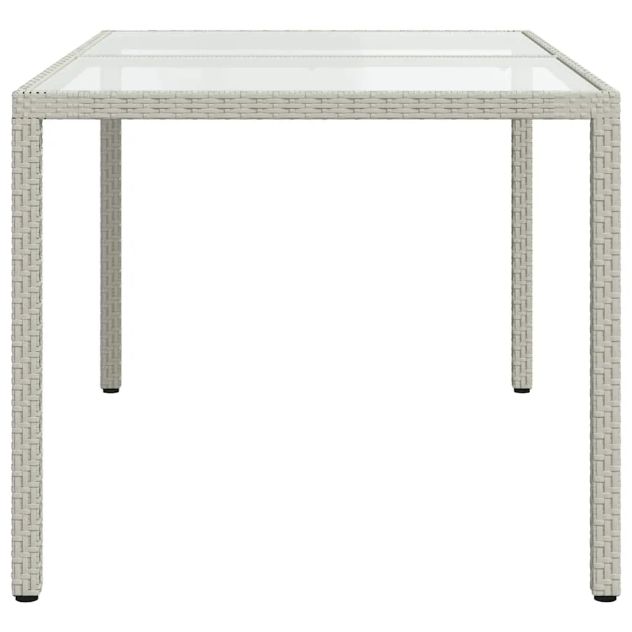 Table de jardin 150x90x75 cm Verre trempé/résine tressée Blanc - 4