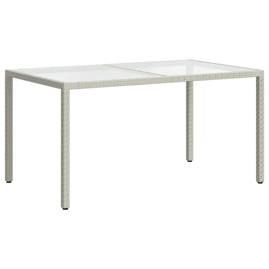 Table de jardin 150x90x75 cm Verre trempé/résine tressée Blanc - 5