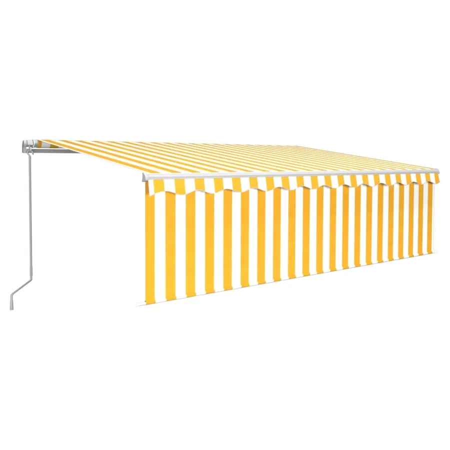Auvent rétractable manuel avec store 5x3 m Jaune et blanc - 2